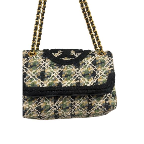 Tory Burch green multi soft fleming tweed convertible shoulder crossbody bag - Picture 7 of 8